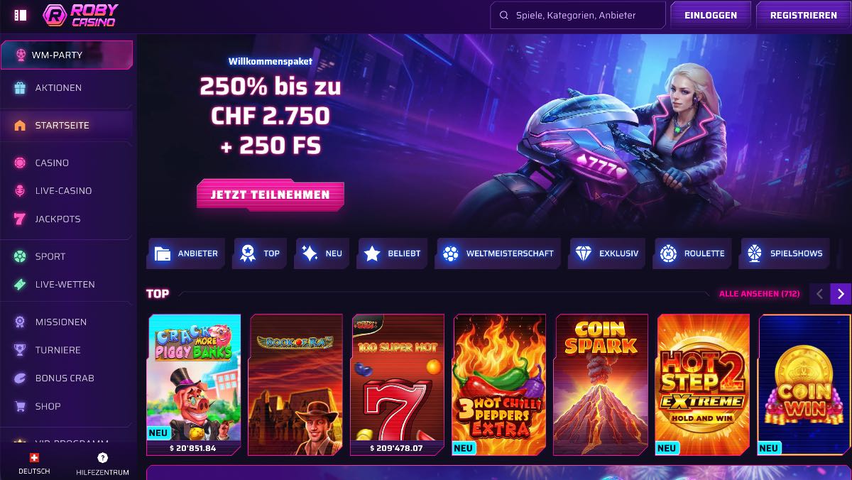 Roby Casino schnürt ein extrem breites Komplettpaket, das eine Vielzahl von Spielen in einem einzigen Konto vereint. Wer vielseitige ausländische online casinos schweiz schätzt, kommt bei dieser abwechslungsreichen Plattform voll auf seine Kosten.